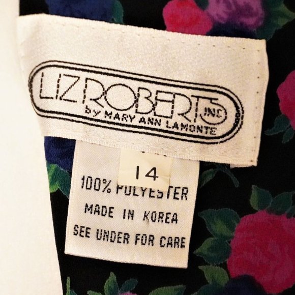 Floral Dress, Flapper Style Shift, Size 14, Rosette Pin, 80s Dress, Pleated Laye - Picture 13 of 15